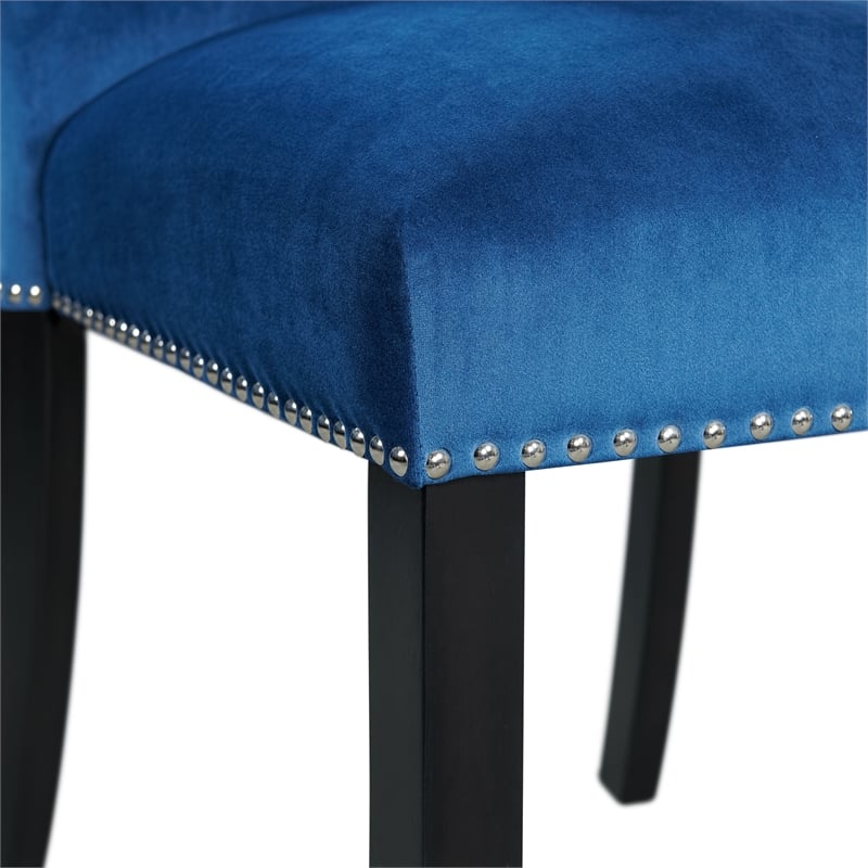 Picket House Furnishings Celine Velvet Counter Height Chair in Blue (Set of 2)