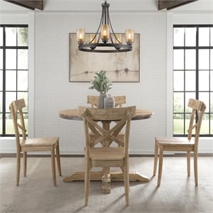 Picket House Keaton Round Standard Height 5PC Dining Set-Table and Four Chairs