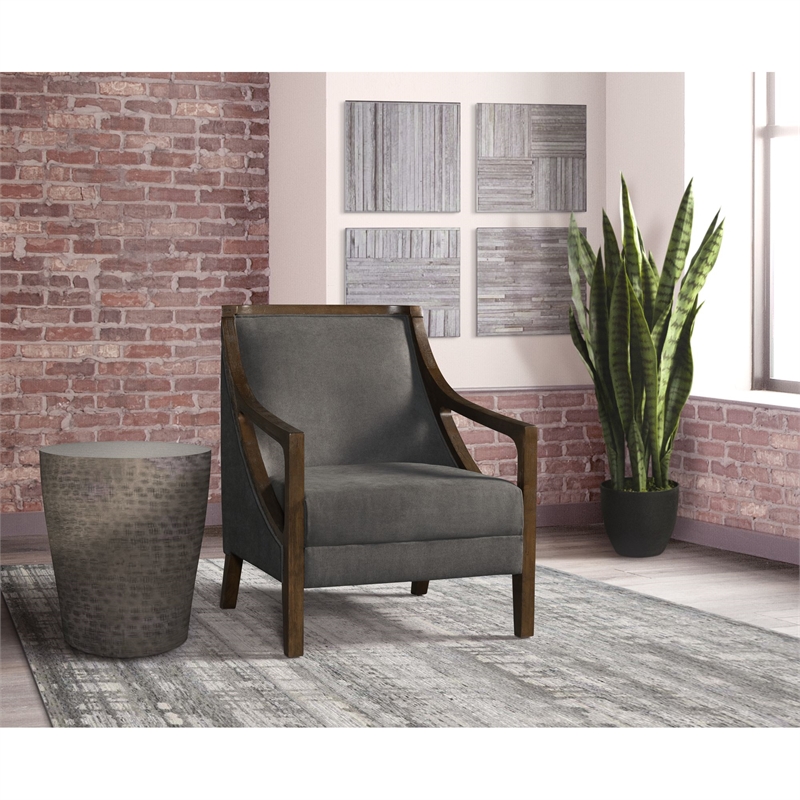 Picket House Furnishings Dayna Gray Accent Chair with Brown Frame