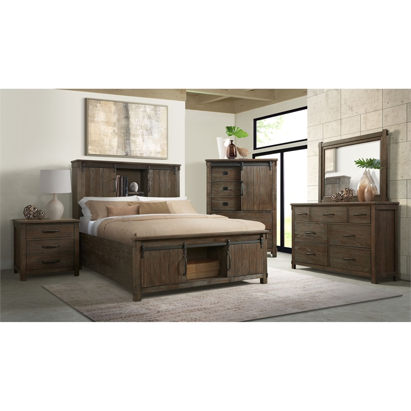 Picket House Furnishings Jack 2-Drawer Nightstand/USB Ports in Walnut Distressed