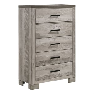 Picket House Furnishings Adam 5-Drawers Bedroom Chest in Gray/Dark Gray Top