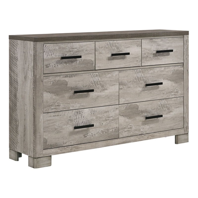 Picket House Furnishings Adam 6-Drawers Bedroom Dresser in Gray/Dark Gray Top