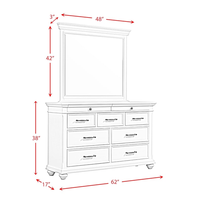 Picket House Furnishings Brooks 9-Drawer Wood Dresser with Mirror in White
