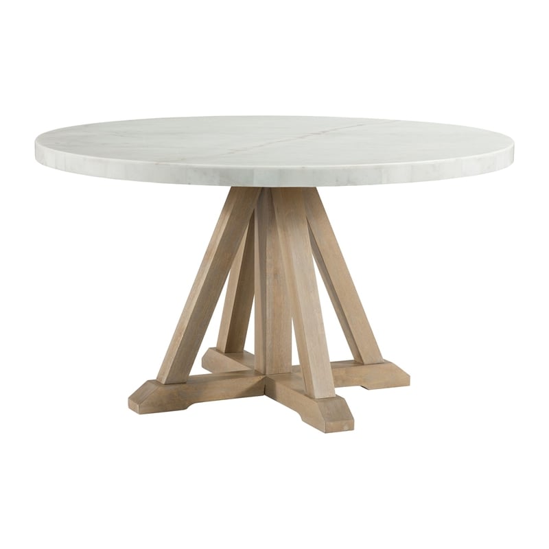 Picket House Furnishings Liam Round Dining Table in White and Natural