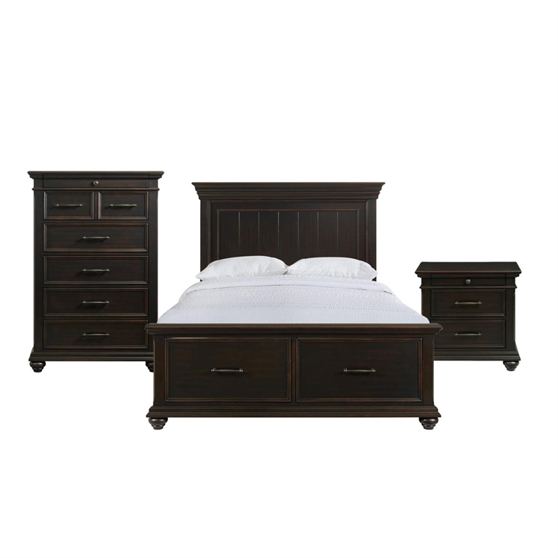 Picket House Furnishings Brooks King Platform Storage 3PC Bedroom Set in Black