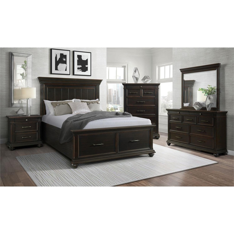 Picket House Furnishings Brooks King Platform Storage 3PC Bedroom Set in Black