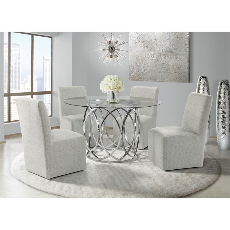 Picket House Furnishings Cade Upholstered Side Chair Set in Gray