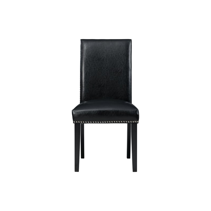 Picket House Furnishings Pia Faux Leather Side Chair Set in Black