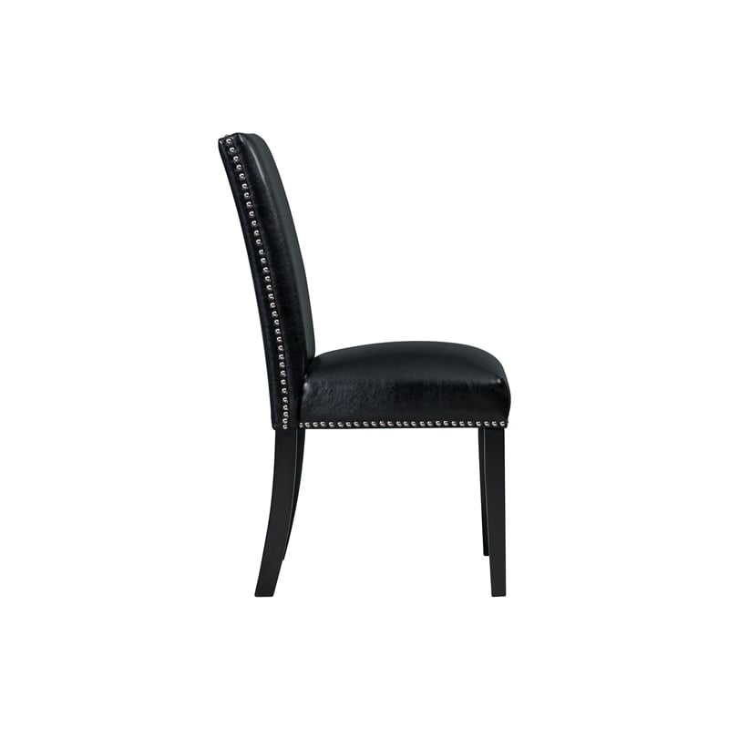 Picket House Furnishings Pia Faux Leather Side Chair Set in Black