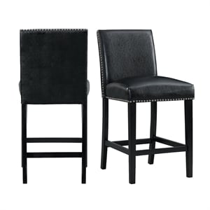 Picket House Furnishings Pia Faux Leather Counter Side Chair in Black (Set of 2)
