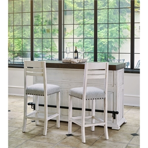 picket house furnishings robertson 3pc wooden bar set-bar & two chairs in white