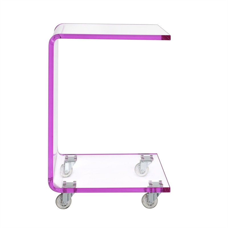 Picket House Furnishings Peek Acrylic Snack Table in Pink