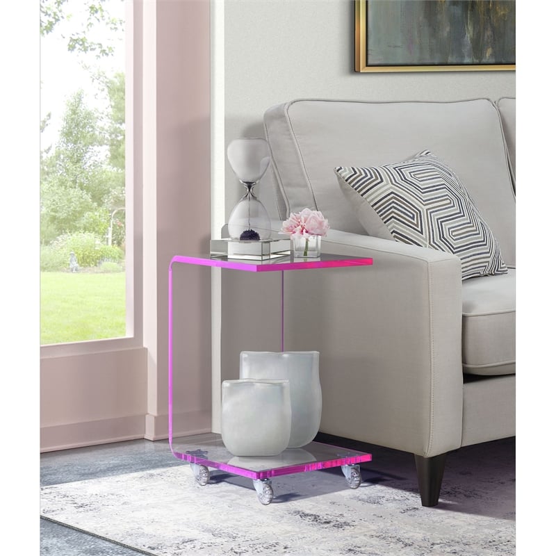 Picket House Furnishings Peek Acrylic Snack Table in Pink