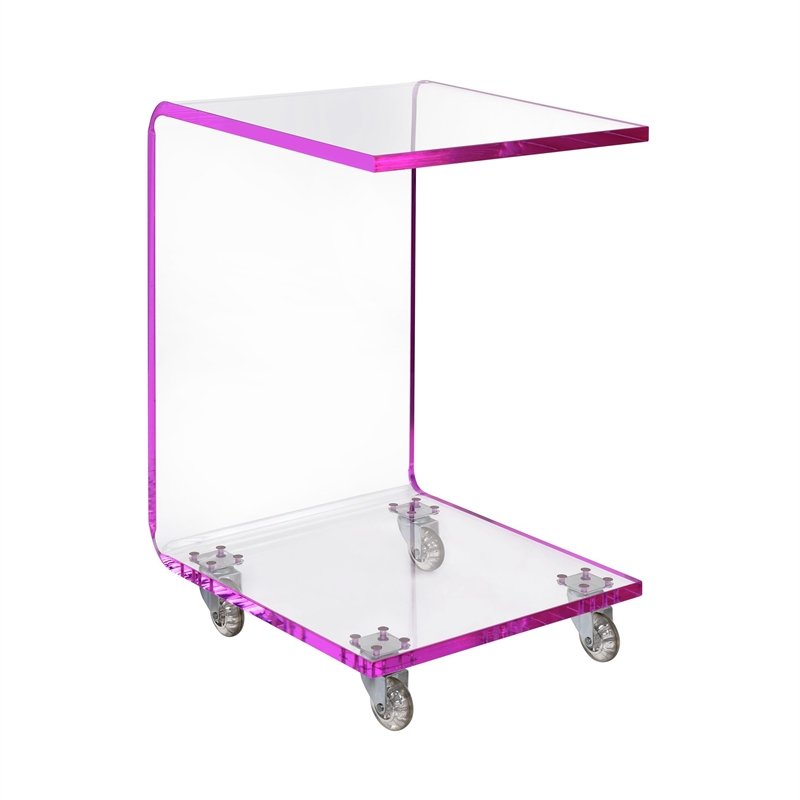 Picket House Furnishings Peek Acrylic Snack Table in Pink