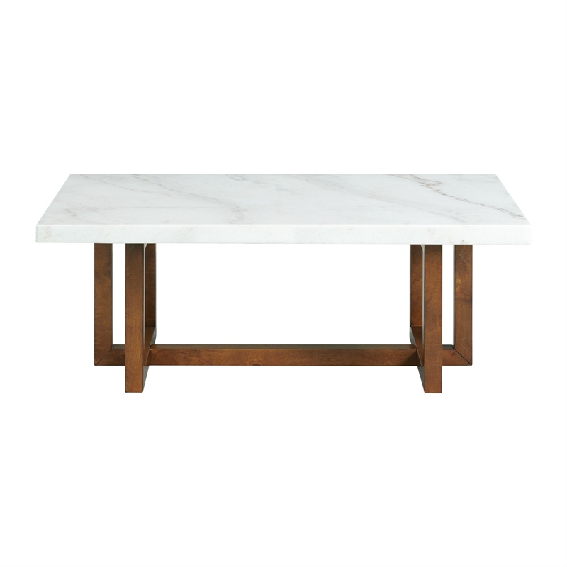 Picket House Furnishings Meyers Marble Rectangular Coffee Table in White