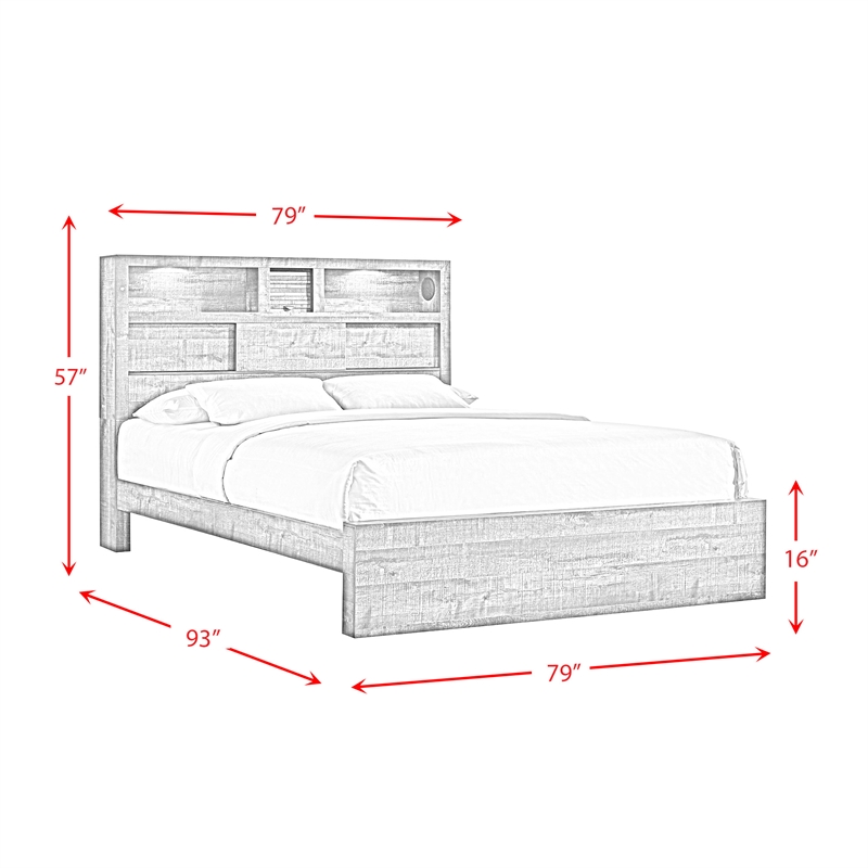 Picket House Furnishings Beckett King Bookcase Panel Bed with Bluetooth