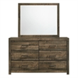 Picket House Furnishings Beckett 6-Drawer Wood Dresser and Mirror Set in Brown