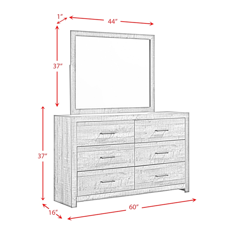 Picket House Furnishings Beckett 6-Drawer Wood Dresser and Mirror Set in Brown