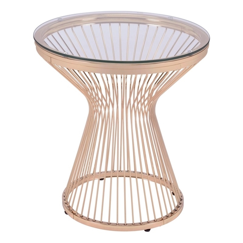 Picket House Furnishings Poppy Round End Table in Gold