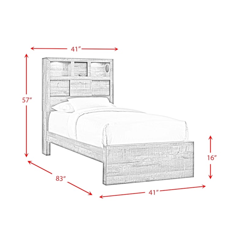 Picket House Furnishings Beckett Twin Bookcase Panel Bed w/Bluetooth in Walnut