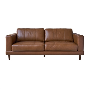 Picket House Furnishings Hanson Leather Upholstered Sofa in Fiero Tan