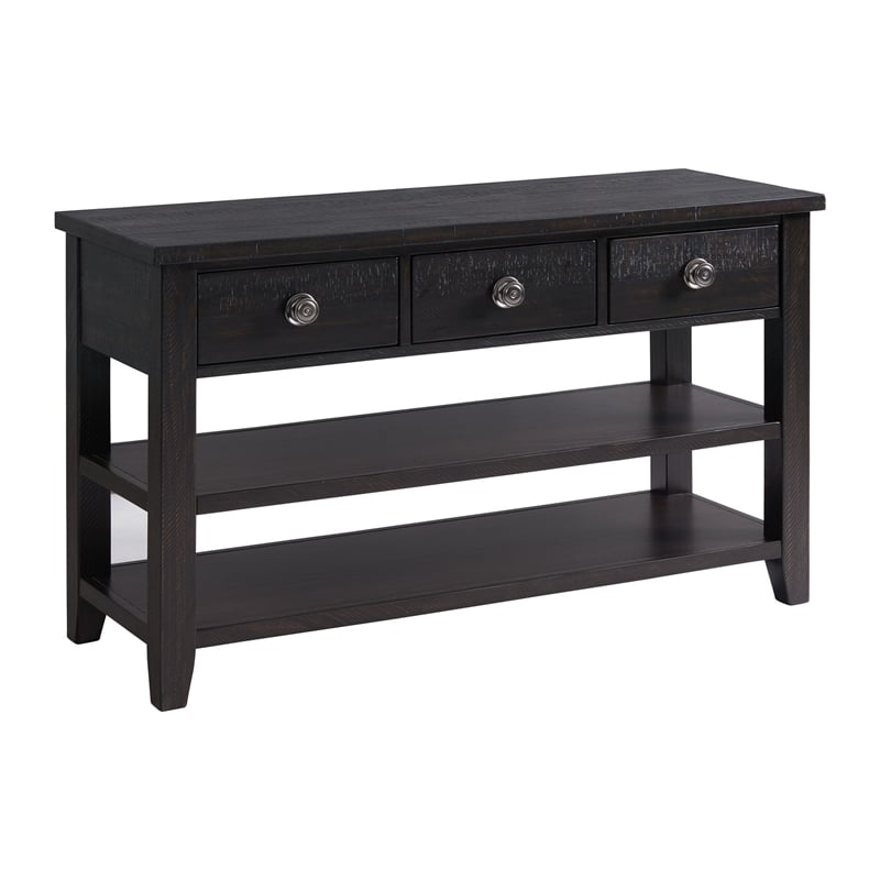 Picket House Furnishings Kahlil 3-Drawer Sofa Table in Espresso