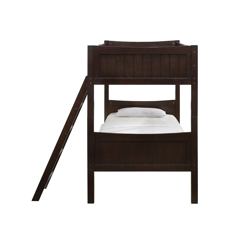 Picket House Furnishings Santino Twin Over Twin Bunk Bed in Espresso