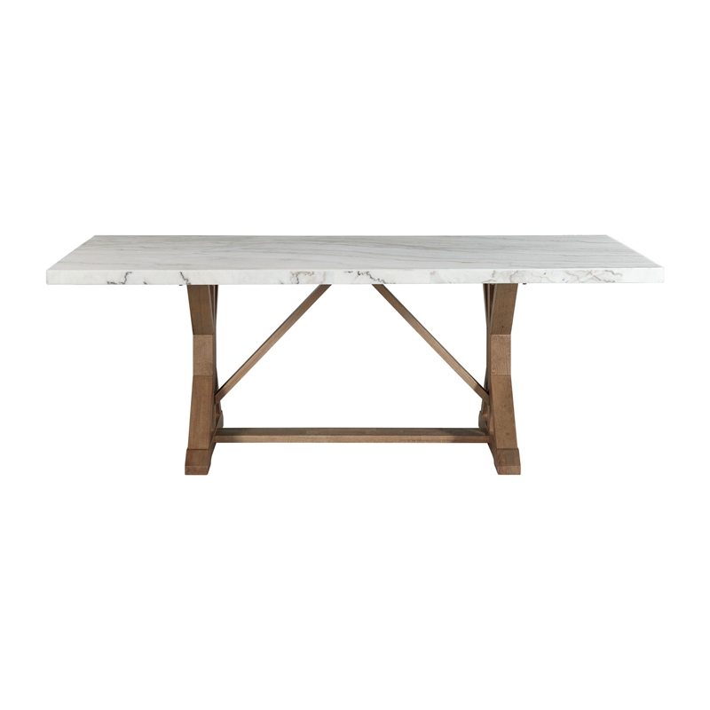 Liam Standard Height Rectangular Dining Table in White Marble