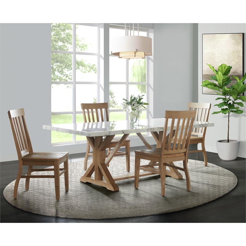 Liam Standard Height Rectangular Dining Table in White Marble