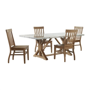 Picket House Liam 5PC Rectangular Dining Set in White-Table & Four Chairs