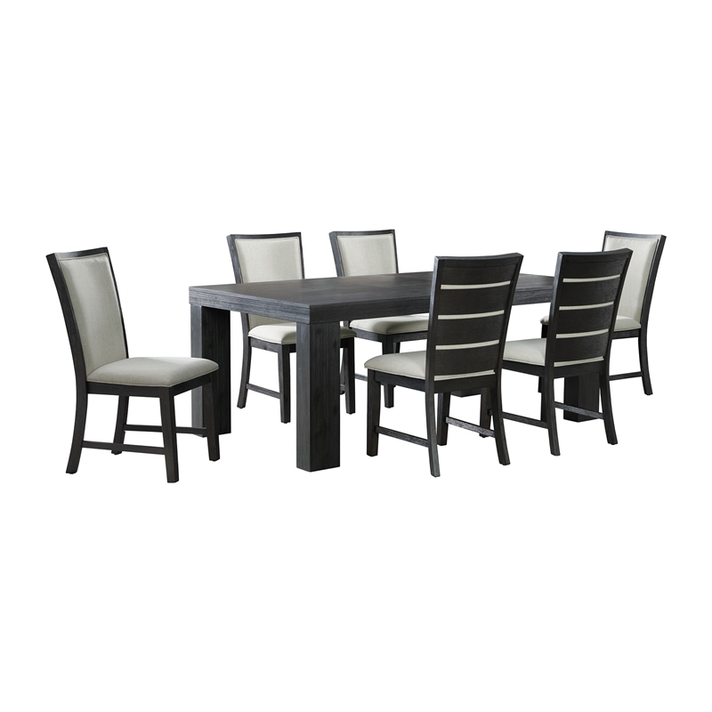 Picket House Furnishings Jasper 7PC Dining Set-Table & Six Side Chairs in Black