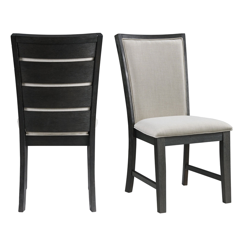 Picket House Furnishings Jasper Dining Slat Back Side Chair Set in Black