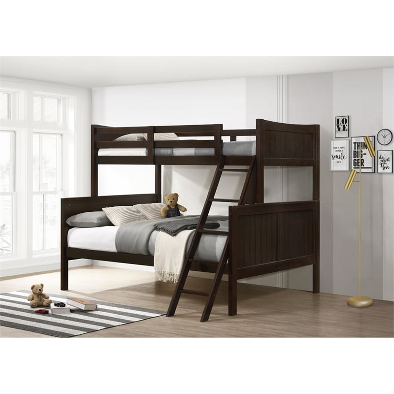 Picket House Furnishings Santino Twin Over Full Bunk Bed in Espresso