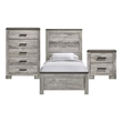 Picket House Furnishings Adam Twin Panel 3PC Bedroom Set in Gray