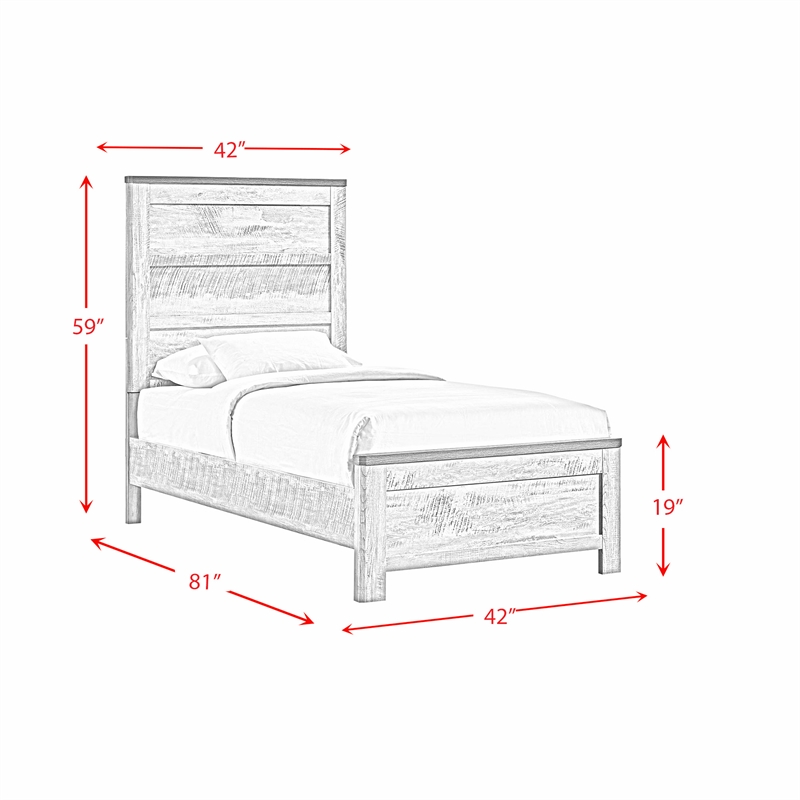 Picket House Furnishings Adam Twin Panel Bed in Gray