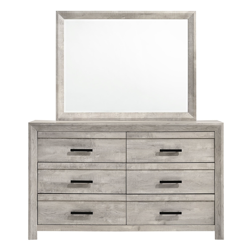 Picket House Furnishings Keely 6-Drawer Dresser & Mirror Set in White