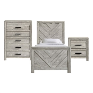 Picket House Furnishings Keely Twin Panel 3PC Bedroom Set in White