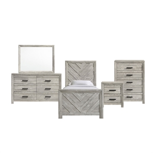 Picket House Furnishings Keely Twin Panel 5PC Bedroom Set in White