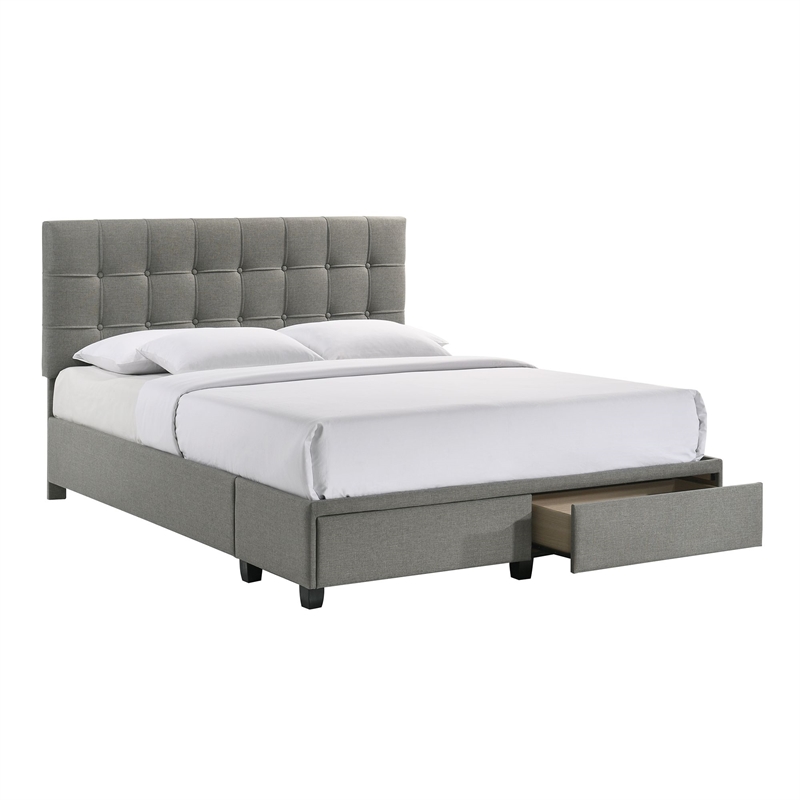 Picket House Furnishings Pasadena Queen Platform Storage Bed in Gray