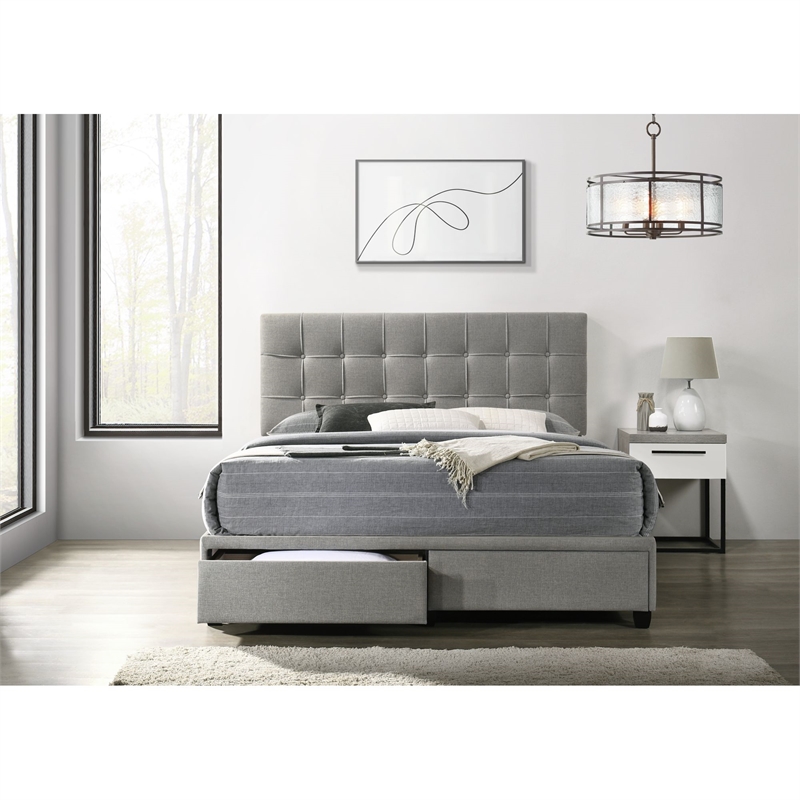 Picket House Furnishings Pasadena Queen Platform Storage Bed in Gray