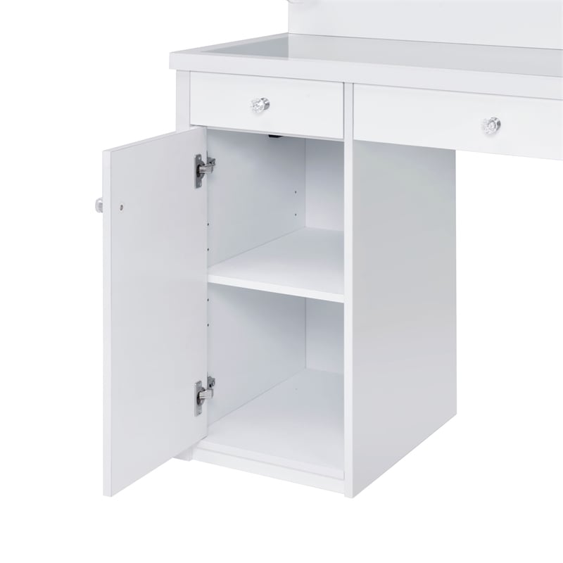 Picket House Furnishings Adeline 2-Piece Transitional Glass Vanity Set in White