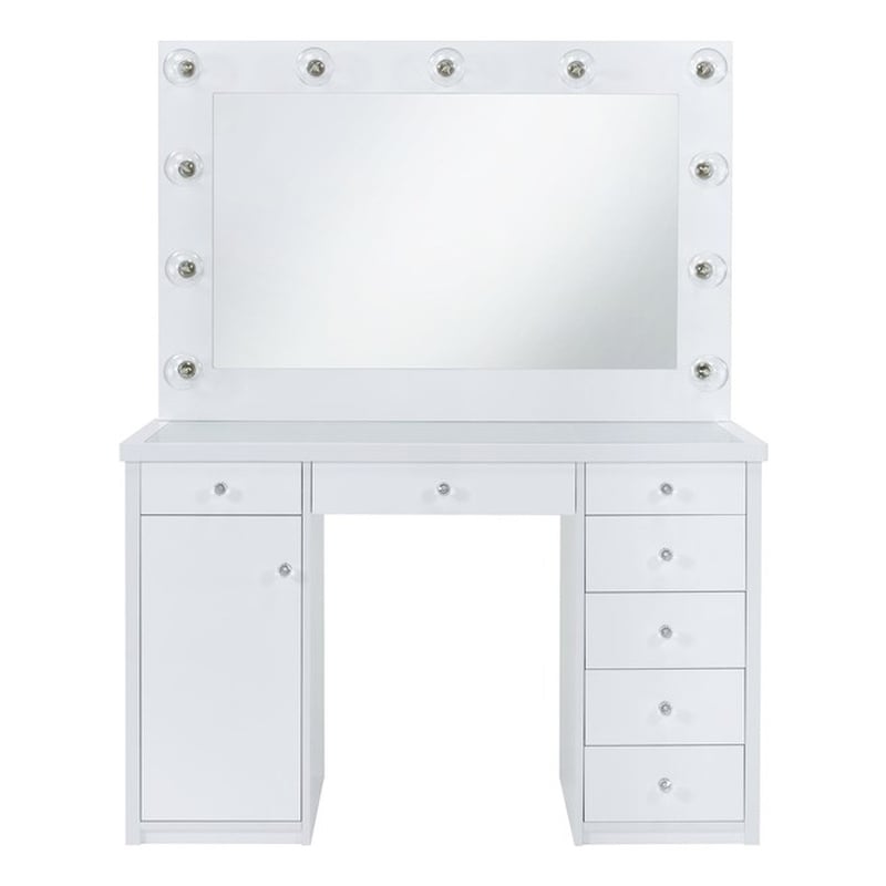 Picket House Furnishings Adeline 2-Piece Transitional Glass Vanity Set in White