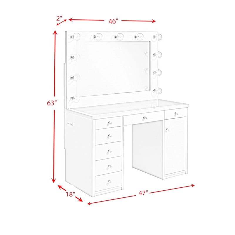 Picket House Furnishings Adeline 2-Piece Transitional Glass Vanity Set in White