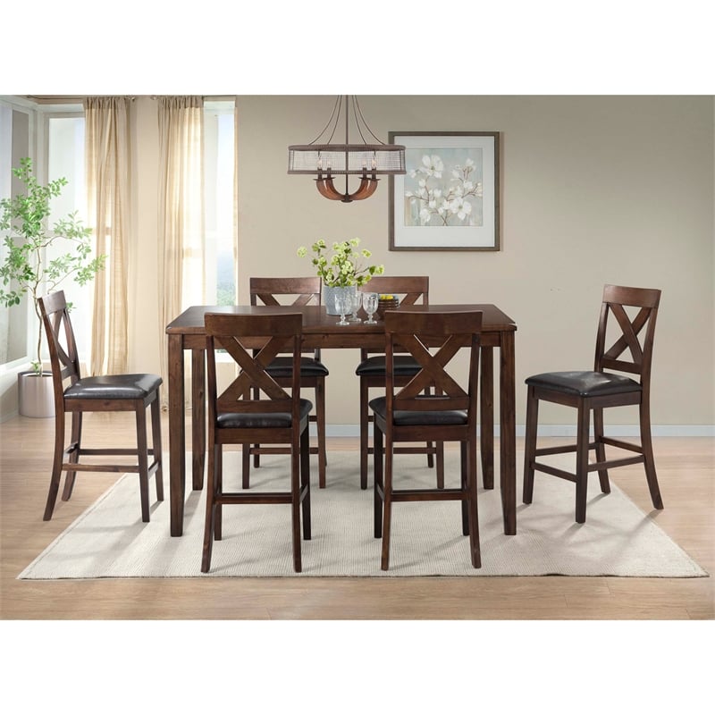 Picket House Furnishings Alexa Counter Height Side Chair Set in Cherry