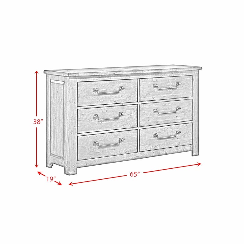 Picket House Furnishings Memphis 6-Drawer Dresser in Gray