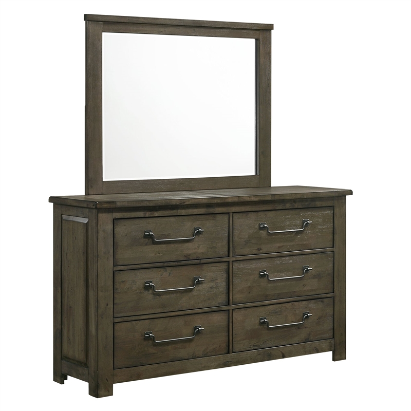 Picket House Furnishings Memphis 6-Drawer Dresser with Mirror Set in Grey
