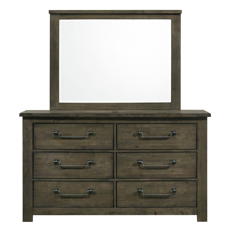 Picket House Furnishings Memphis 6-Drawer Dresser with Mirror Set in Grey