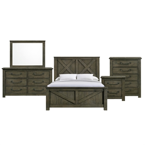 Picket House Furnishings Memphis Queen Panel 5PC Bedroom Set in Grey