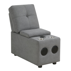 picket house furnishings gianni linen fabric modular console w/usb in charcoal