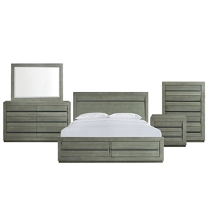 picket house furnishings cosmo king storage 5pc bedroom set in grey